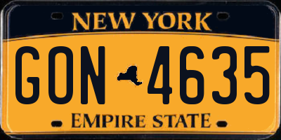 NY license plate GON4635