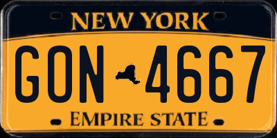 NY license plate GON4667