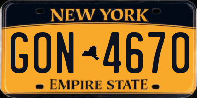 NY license plate GON4670