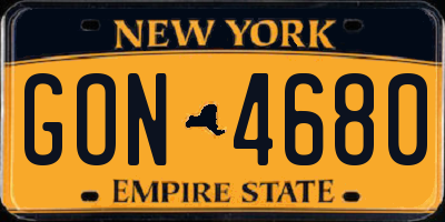 NY license plate GON4680