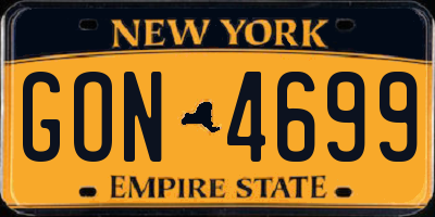 NY license plate GON4699