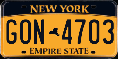 NY license plate GON4703