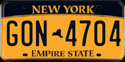 NY license plate GON4704