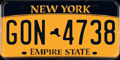 NY license plate GON4738