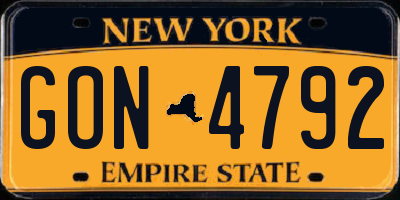 NY license plate GON4792