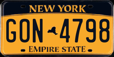 NY license plate GON4798