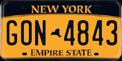 NY license plate GON4843