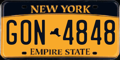 NY license plate GON4848