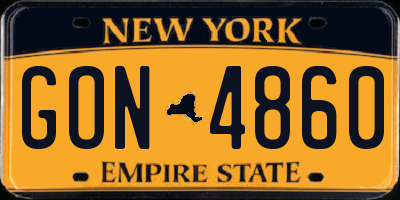 NY license plate GON4860