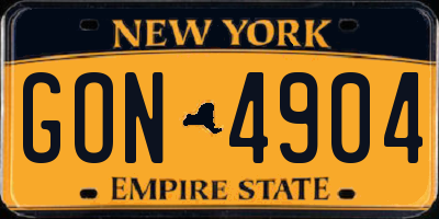 NY license plate GON4904