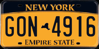 NY license plate GON4916