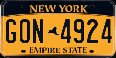 NY license plate GON4924