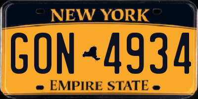NY license plate GON4934