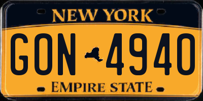 NY license plate GON4940