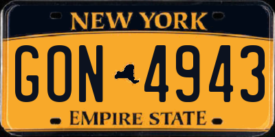 NY license plate GON4943