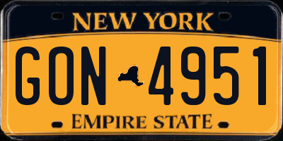 NY license plate GON4951