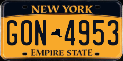 NY license plate GON4953