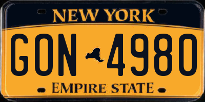 NY license plate GON4980