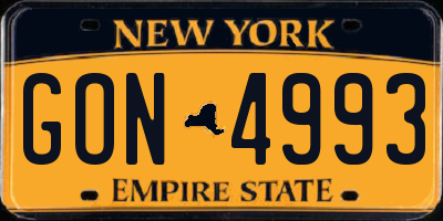 NY license plate GON4993