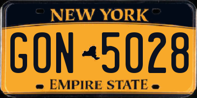NY license plate GON5028