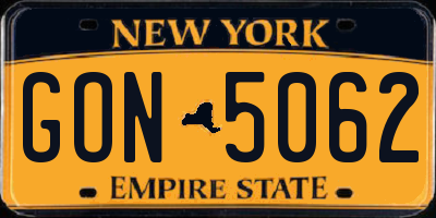 NY license plate GON5062