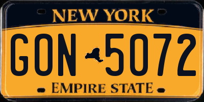 NY license plate GON5072