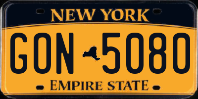 NY license plate GON5080