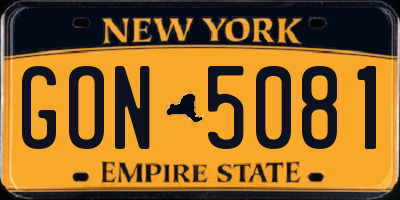 NY license plate GON5081