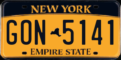 NY license plate GON5141