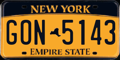NY license plate GON5143