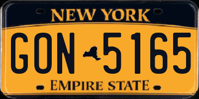 NY license plate GON5165