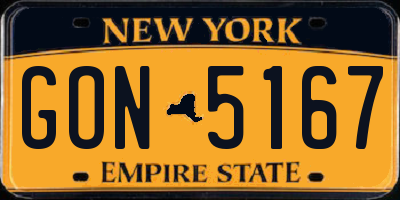 NY license plate GON5167