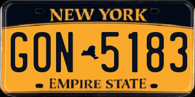 NY license plate GON5183