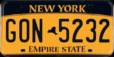 NY license plate GON5232