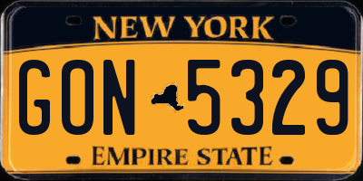 NY license plate GON5329