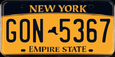 NY license plate GON5367