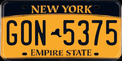 NY license plate GON5375