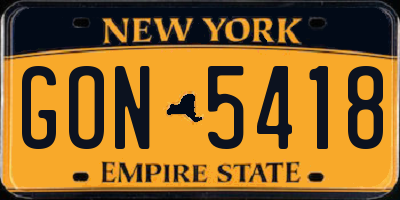 NY license plate GON5418