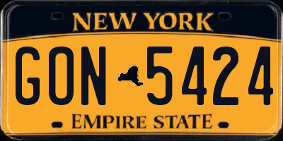 NY license plate GON5424
