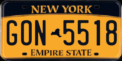 NY license plate GON5518