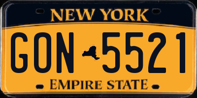 NY license plate GON5521