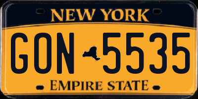 NY license plate GON5535
