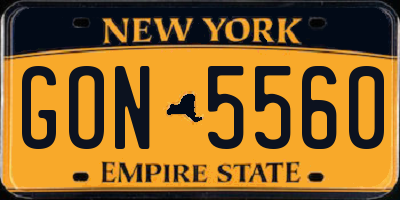 NY license plate GON5560