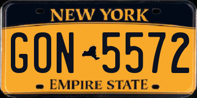 NY license plate GON5572