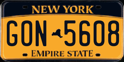NY license plate GON5608
