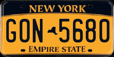 NY license plate GON5680