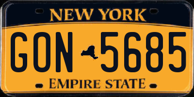 NY license plate GON5685