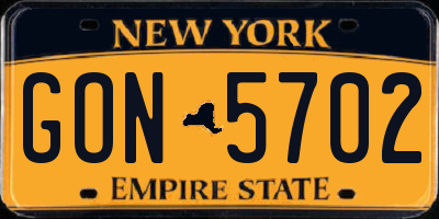 NY license plate GON5702