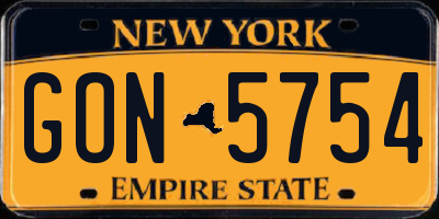 NY license plate GON5754