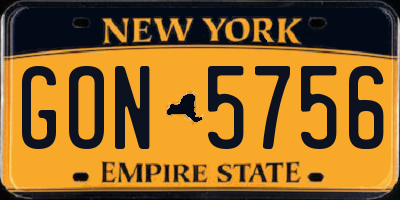 NY license plate GON5756